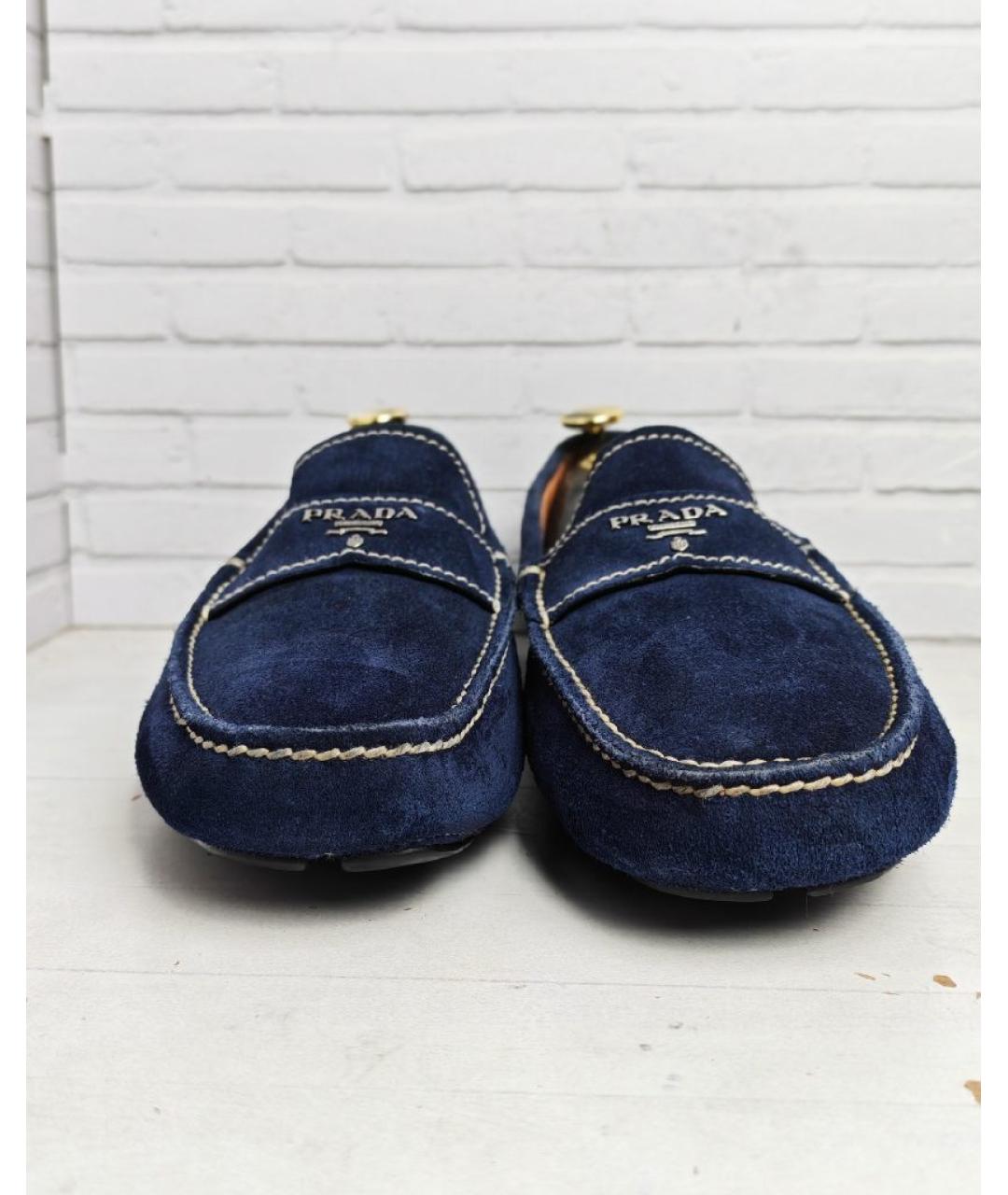 PRADA Темно-синие замшевые мокасины, фото 8