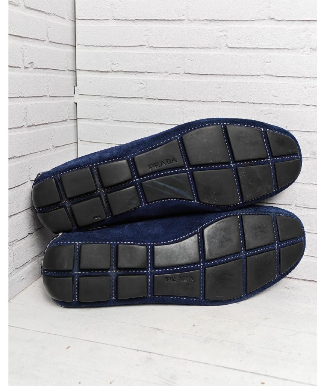 PRADA Темно-синие замшевые мокасины, фото 9