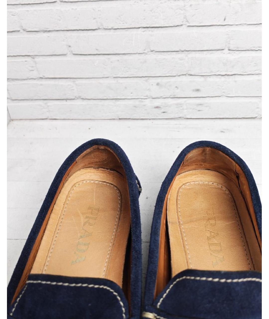 PRADA Темно-синие замшевые мокасины, фото 7