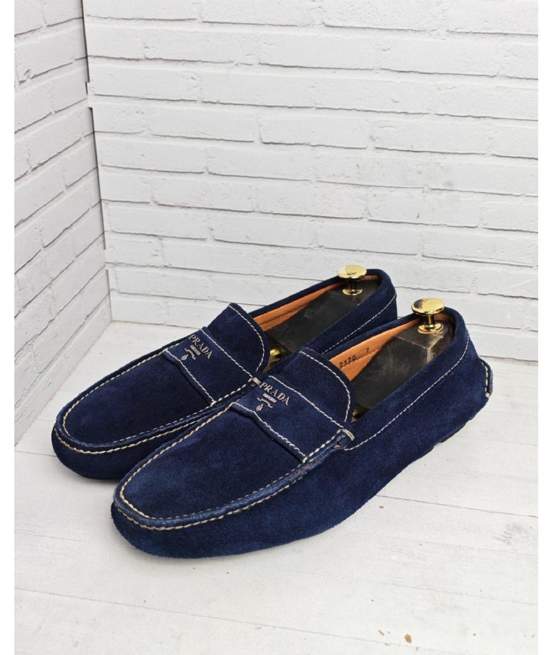 PRADA Темно-синие замшевые мокасины, фото 2