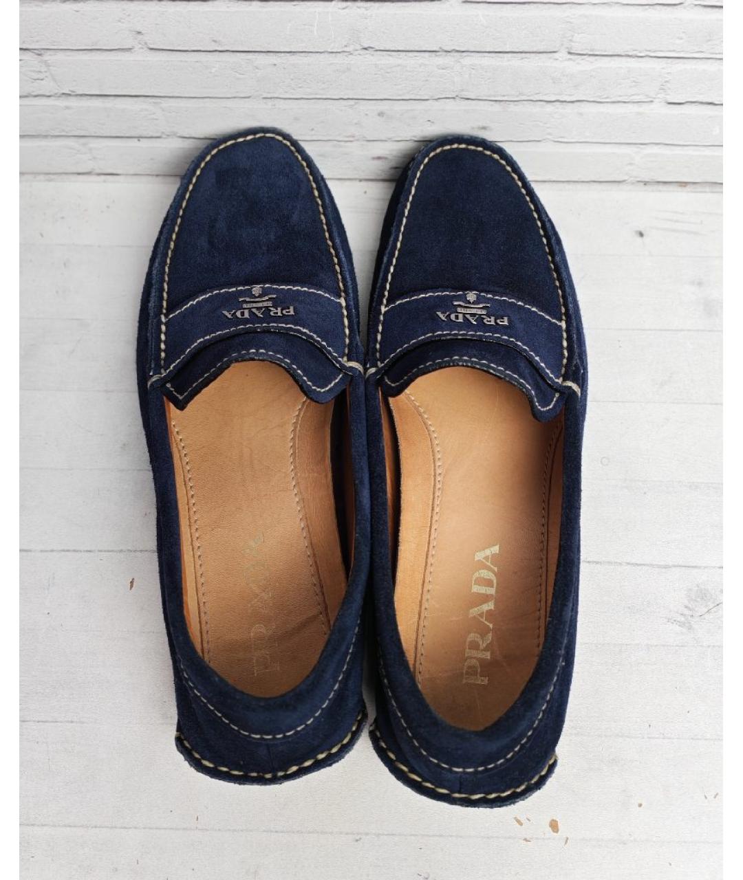 PRADA Темно-синие замшевые мокасины, фото 5