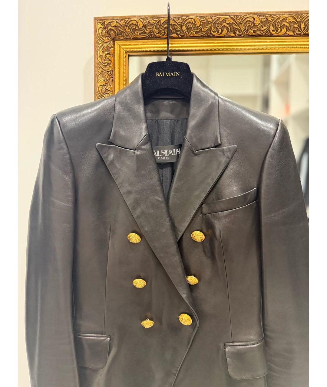BALMAIN Черный кожаный жакет/пиджак, фото 8