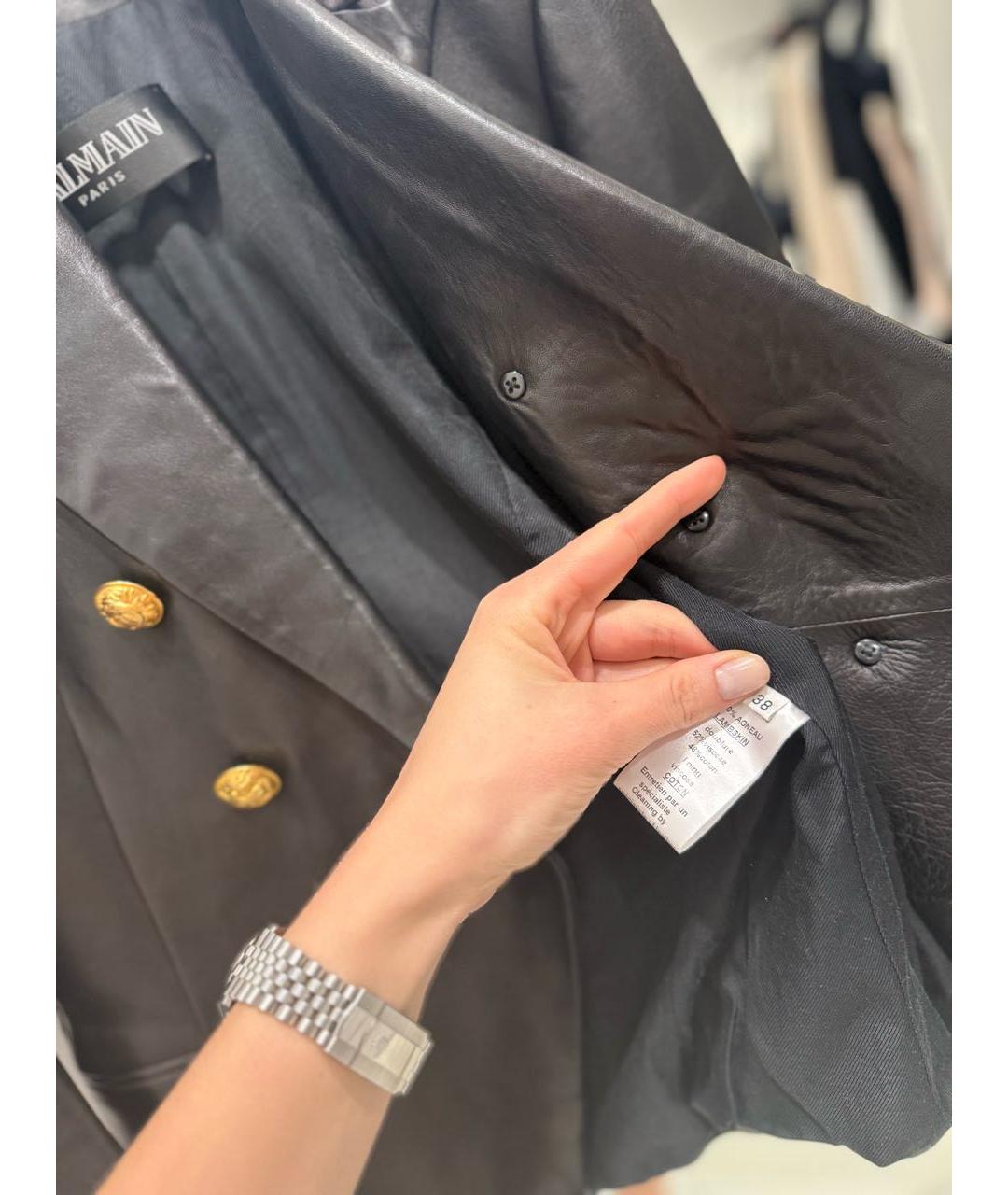BALMAIN Черный кожаный жакет/пиджак, фото 7