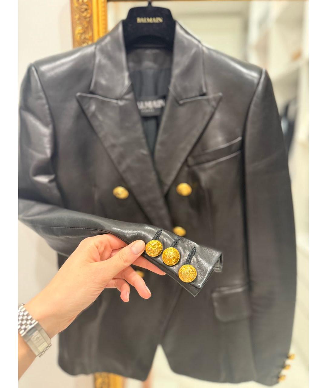 BALMAIN Черный кожаный жакет/пиджак, фото 6