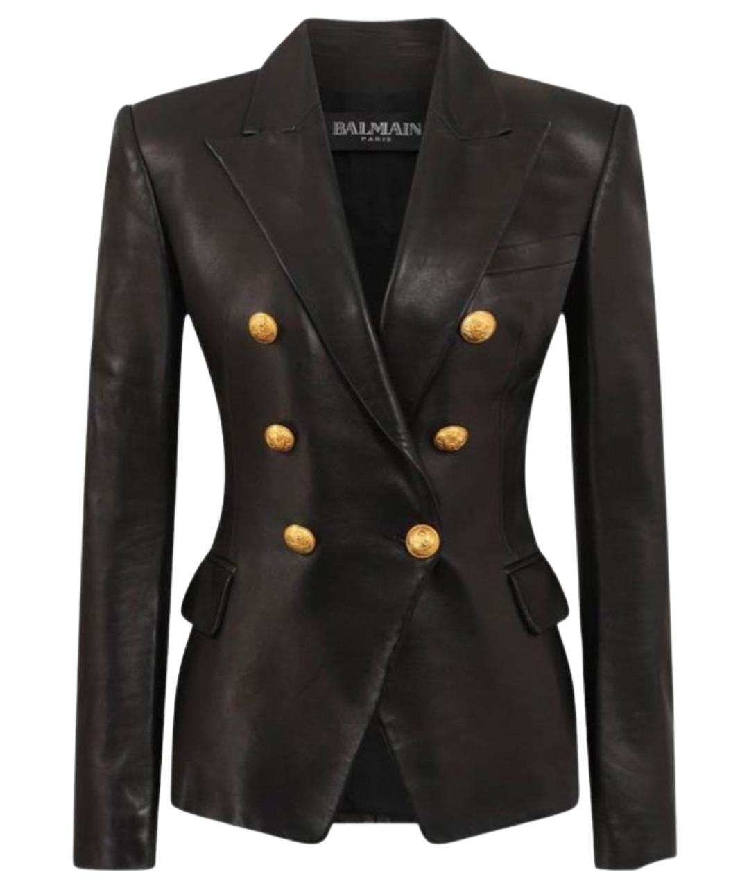 BALMAIN Черный кожаный жакет/пиджак, фото 1
