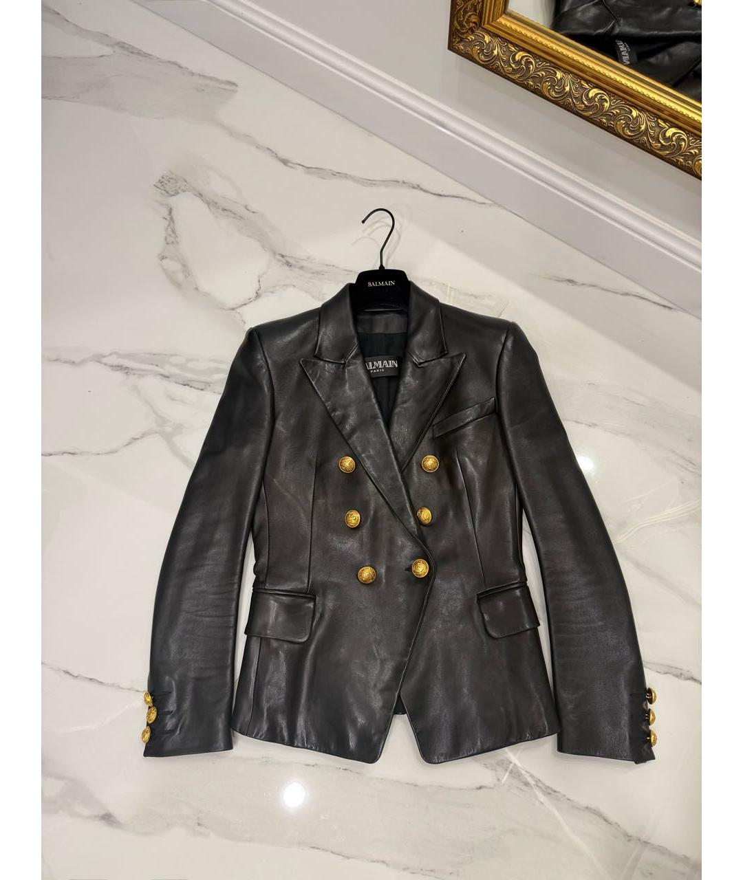 BALMAIN Черный кожаный жакет/пиджак, фото 4