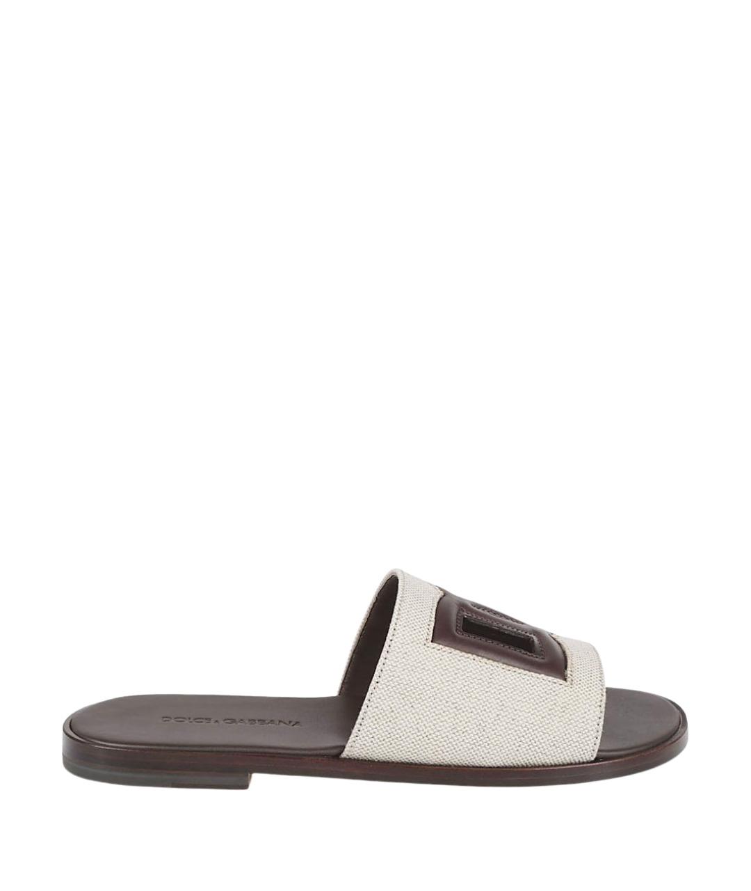 DOLCE&GABBANA Коричневые кожаные шлепанцы, фото 1
