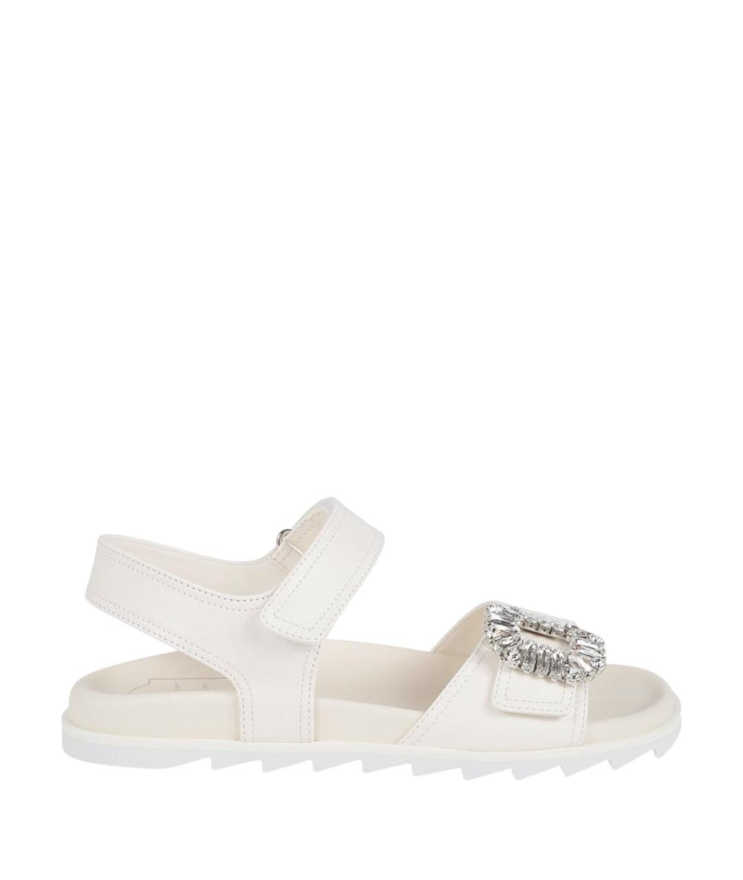 ROGER VIVIER Белые кожаные босоножки, фото 1