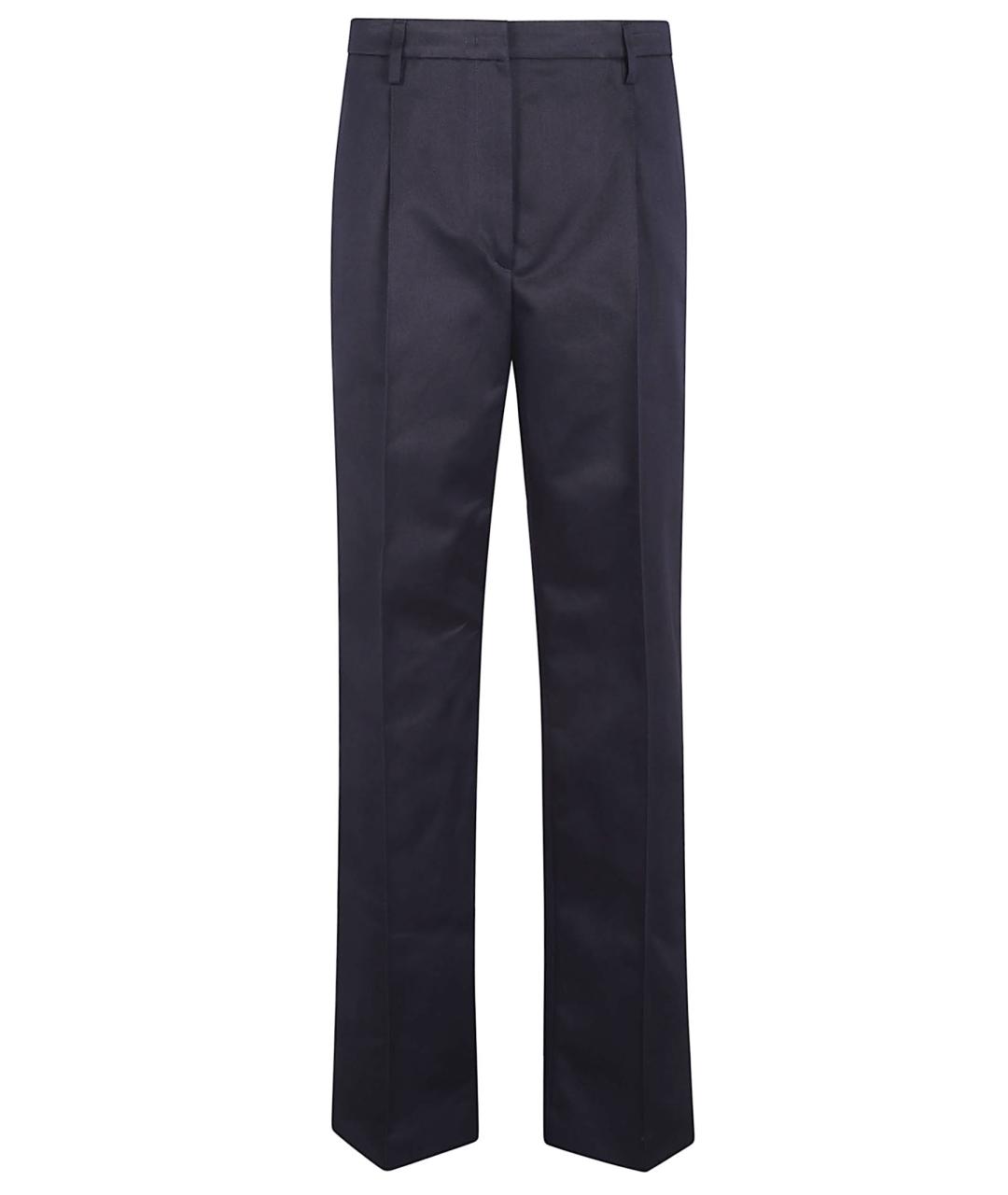 PRADA Темно-синие хлопковые прямые брюки, фото 1