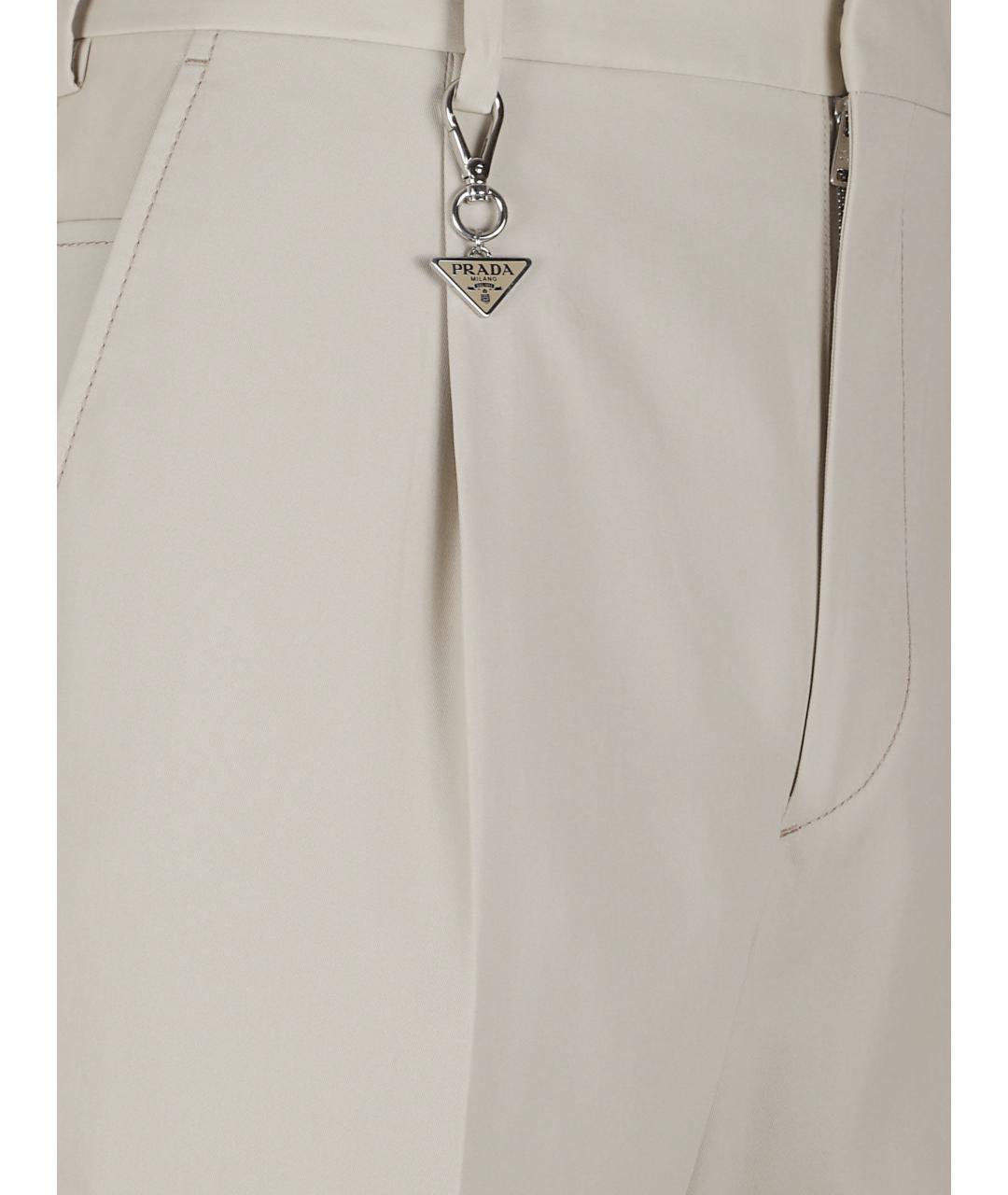 PRADA Бежевые хлопковые повседневные брюки, фото 2