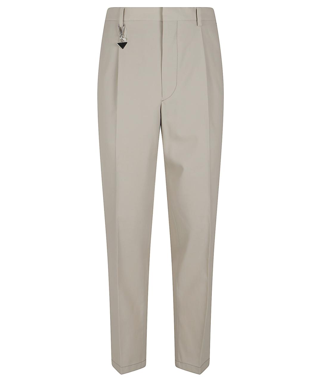 PRADA Бежевые хлопковые повседневные брюки, фото 1