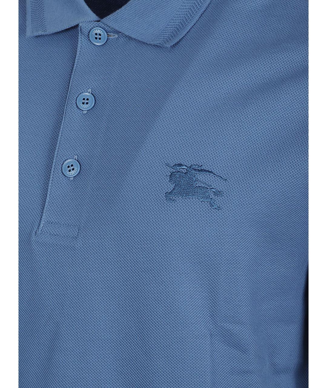 BURBERRY Синее хлопковое поло с коротким рукавом, фото 2