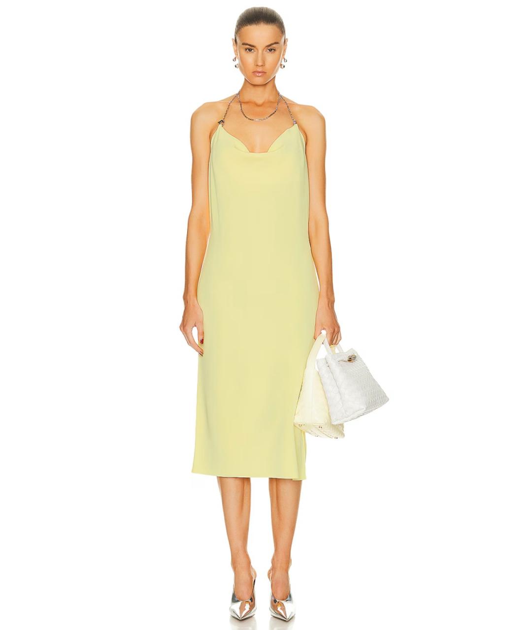 BOTTEGA VENETA Желтое вискозное коктейльное платье, фото 5