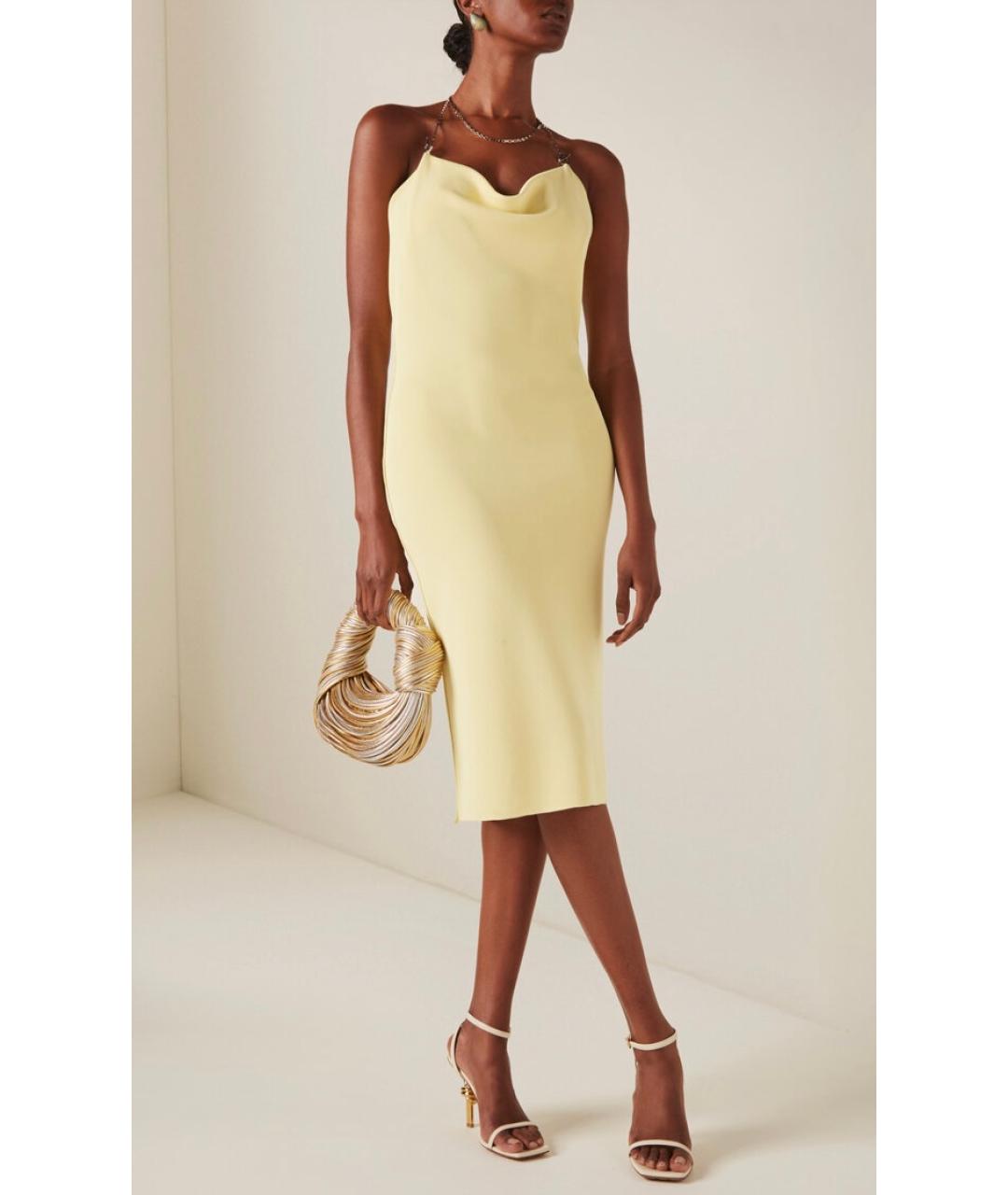 BOTTEGA VENETA Желтое вискозное коктейльное платье, фото 3