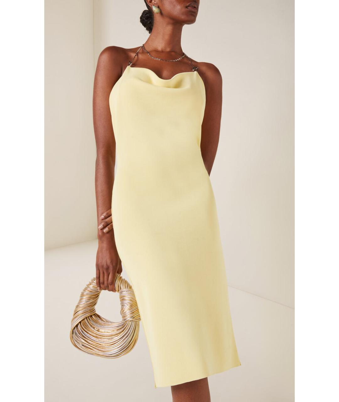 BOTTEGA VENETA Желтое вискозное коктейльное платье, фото 2