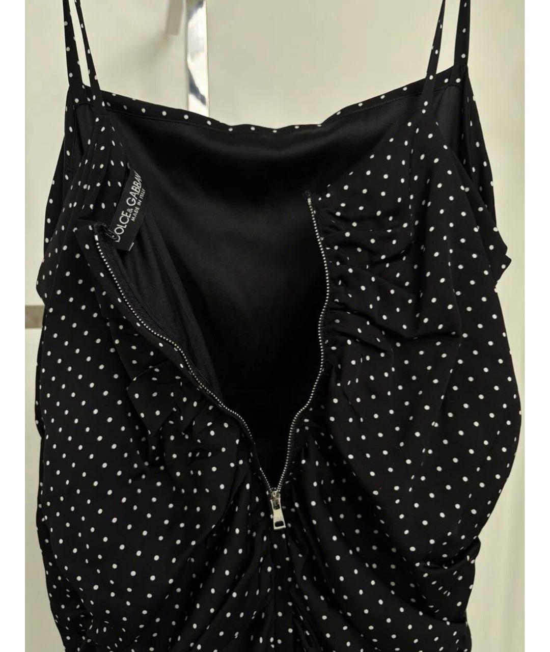 DOLCE&GABBANA Черное шелковое повседневное платье, фото 3