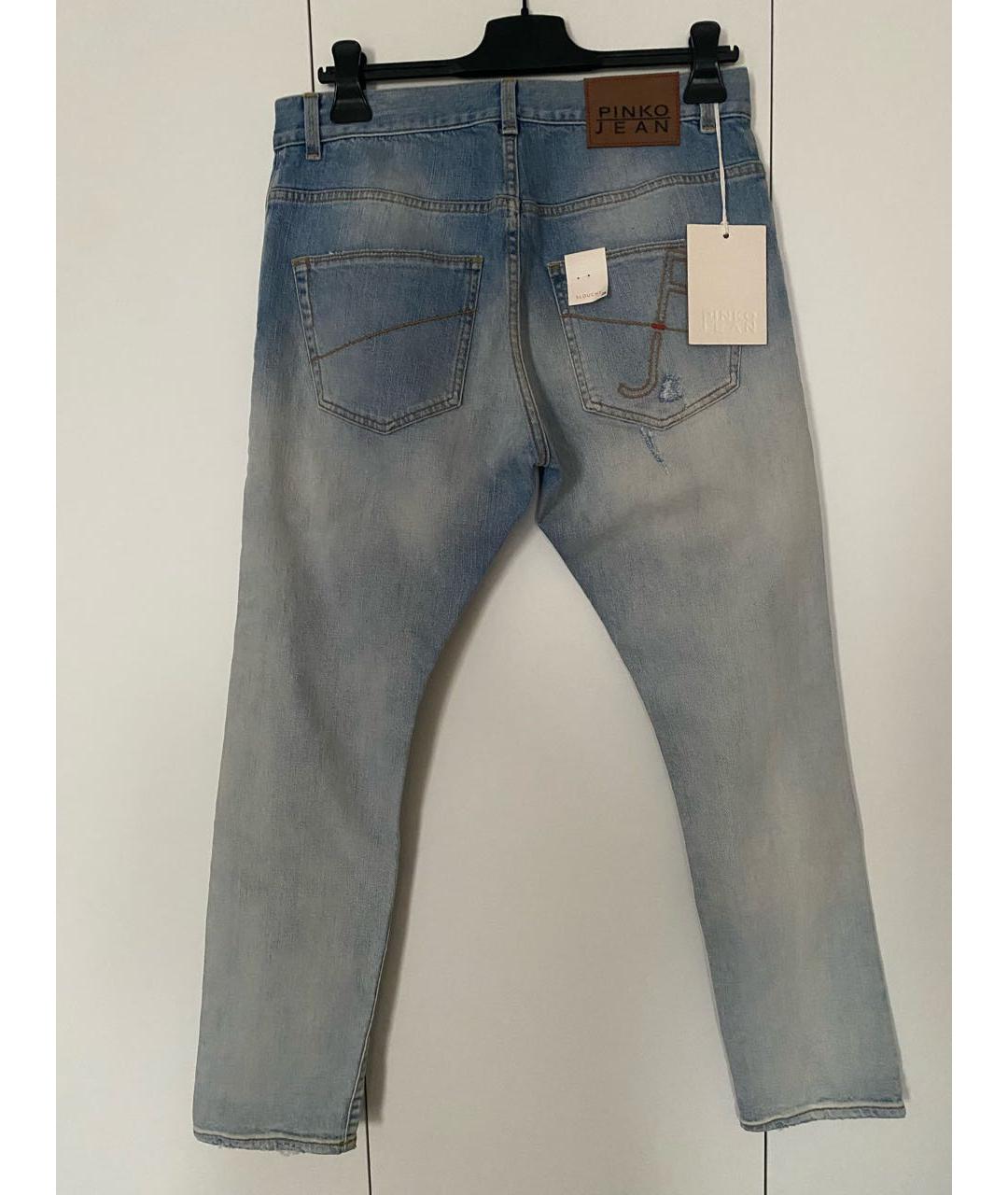 PINKO Голубые хлопко-эластановые джинсы слим, фото 2