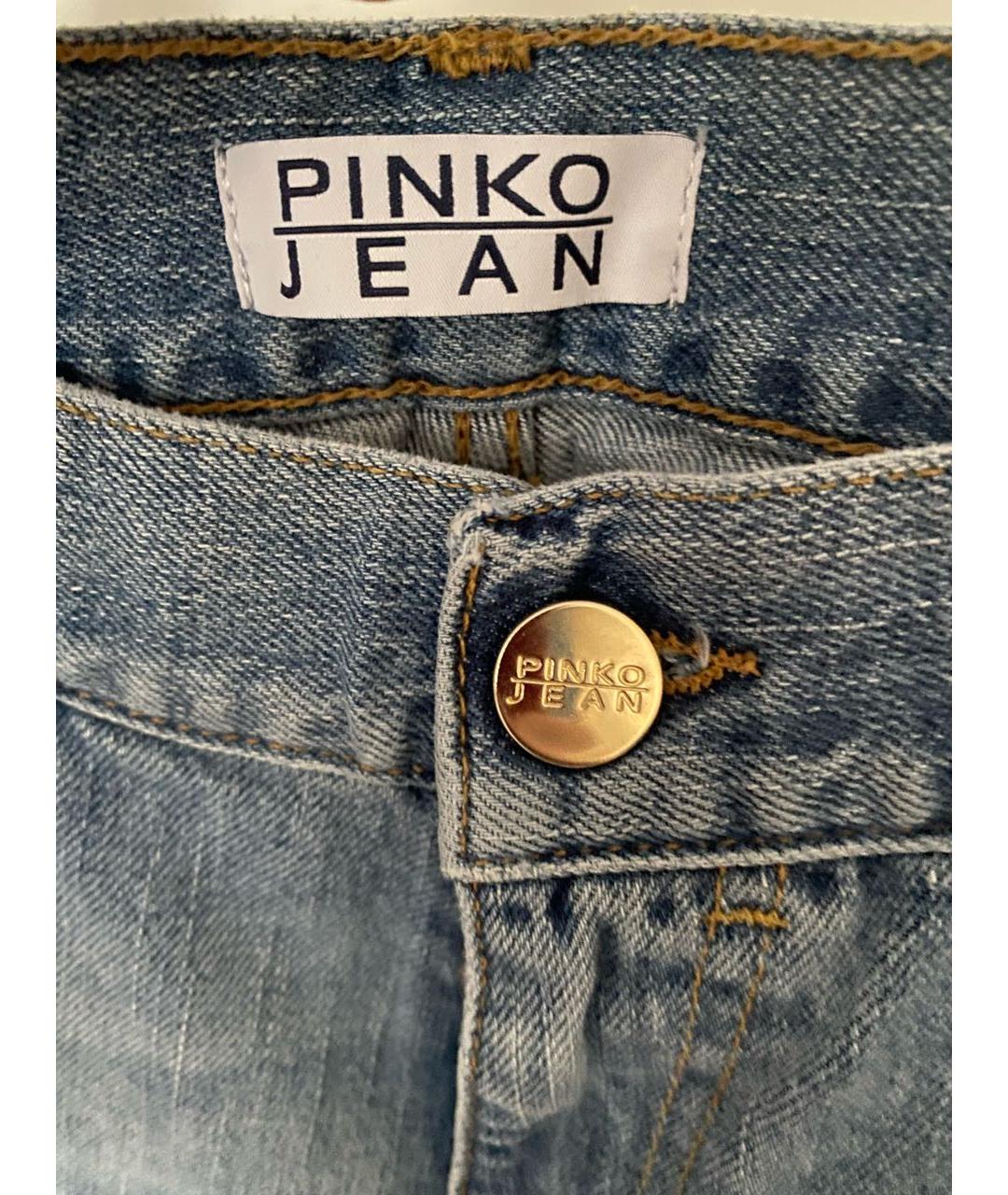 PINKO Голубые хлопко-эластановые джинсы слим, фото 3