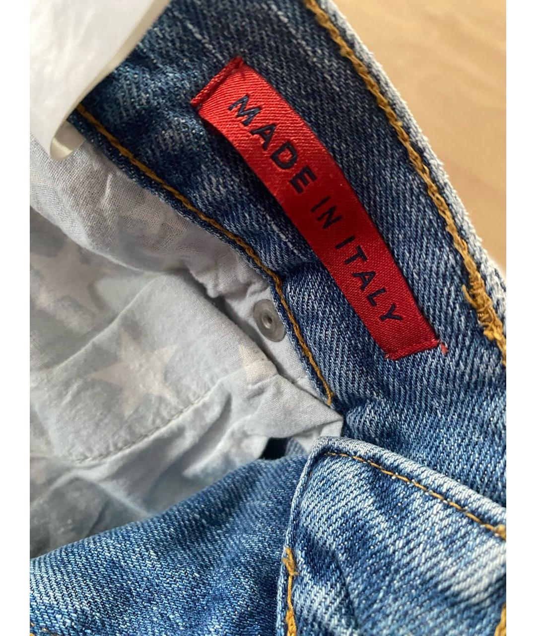 PINKO Голубые хлопко-эластановые джинсы слим, фото 6