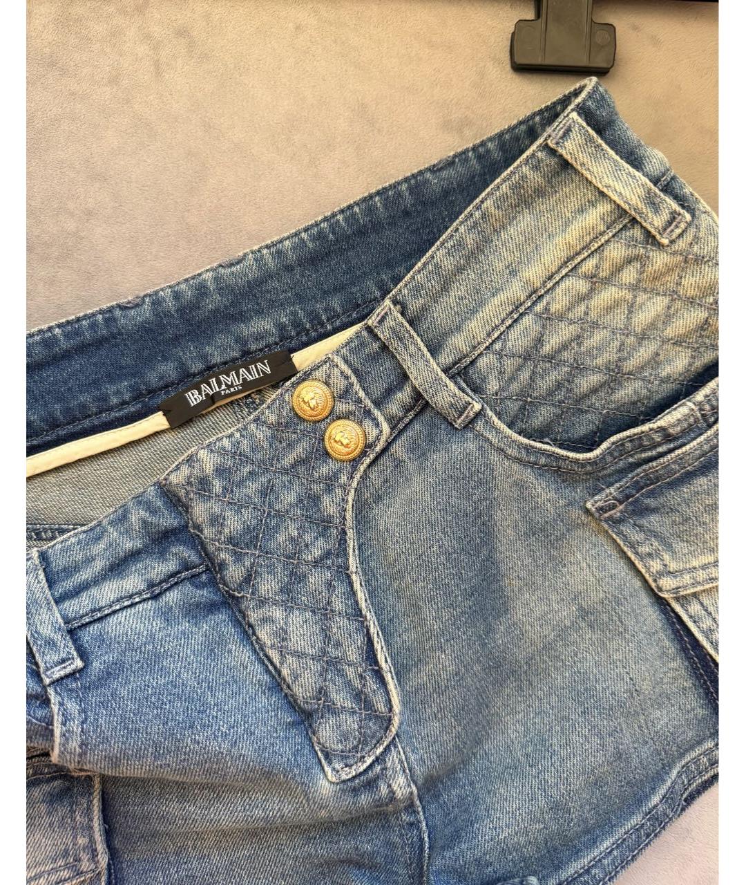 BALMAIN Синие деним шорты, фото 4