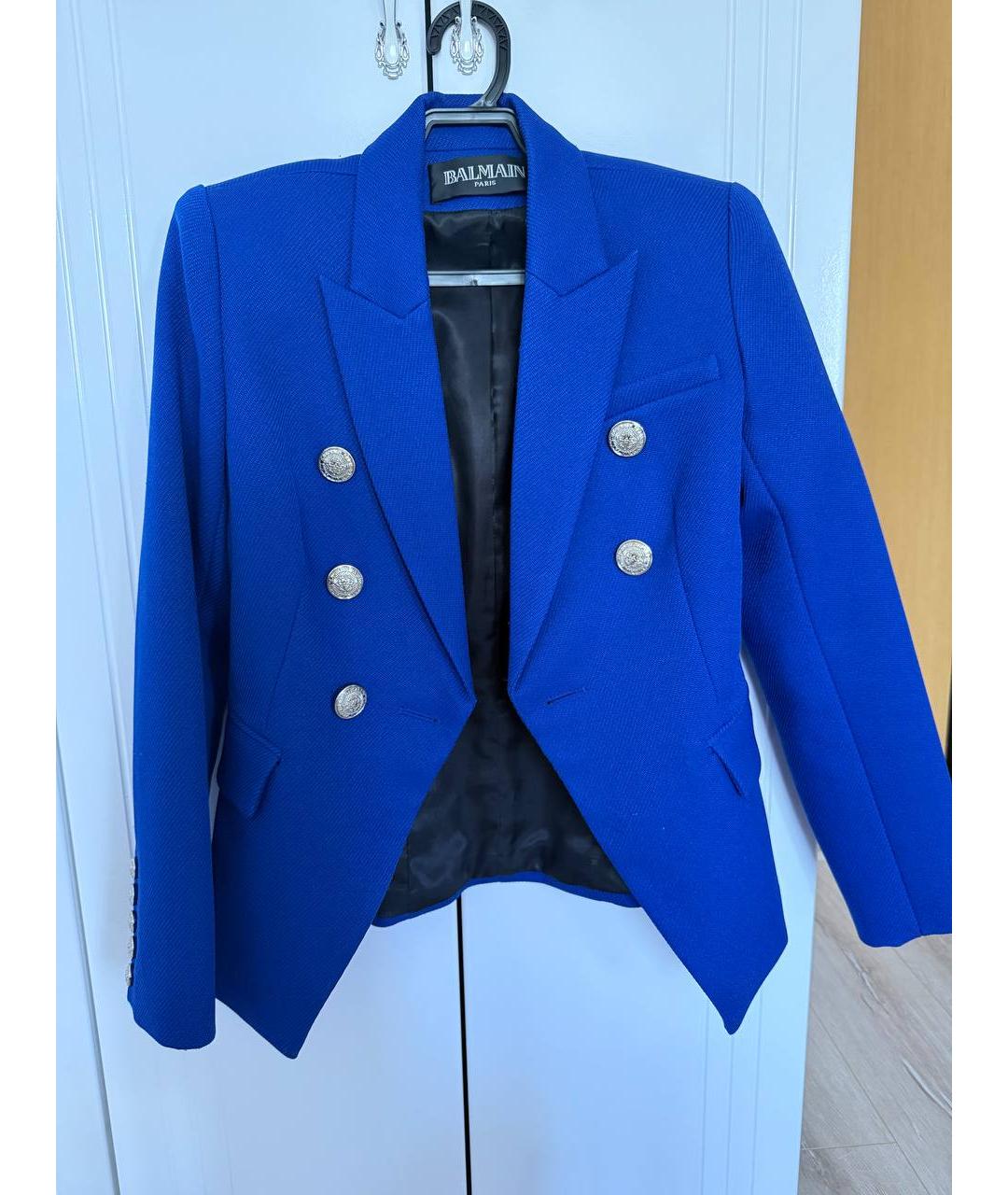 BALMAIN Синий шерстяной жакет/пиджак, фото 6