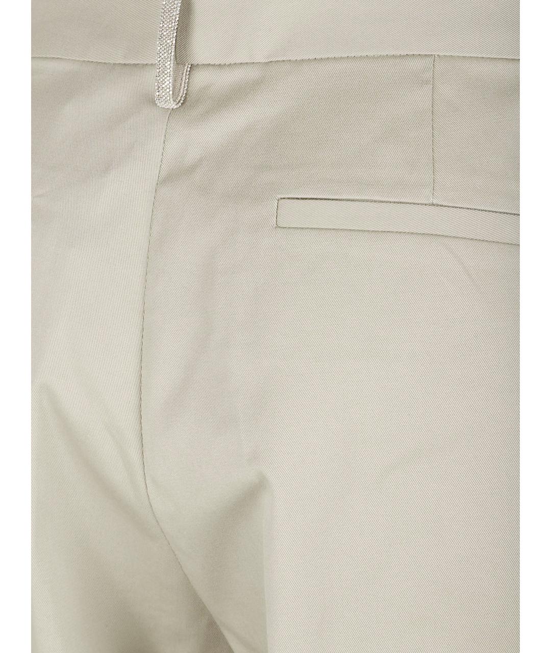 FABIANA FILIPPI Бежевые хлопко-эластановые прямые брюки, фото 2