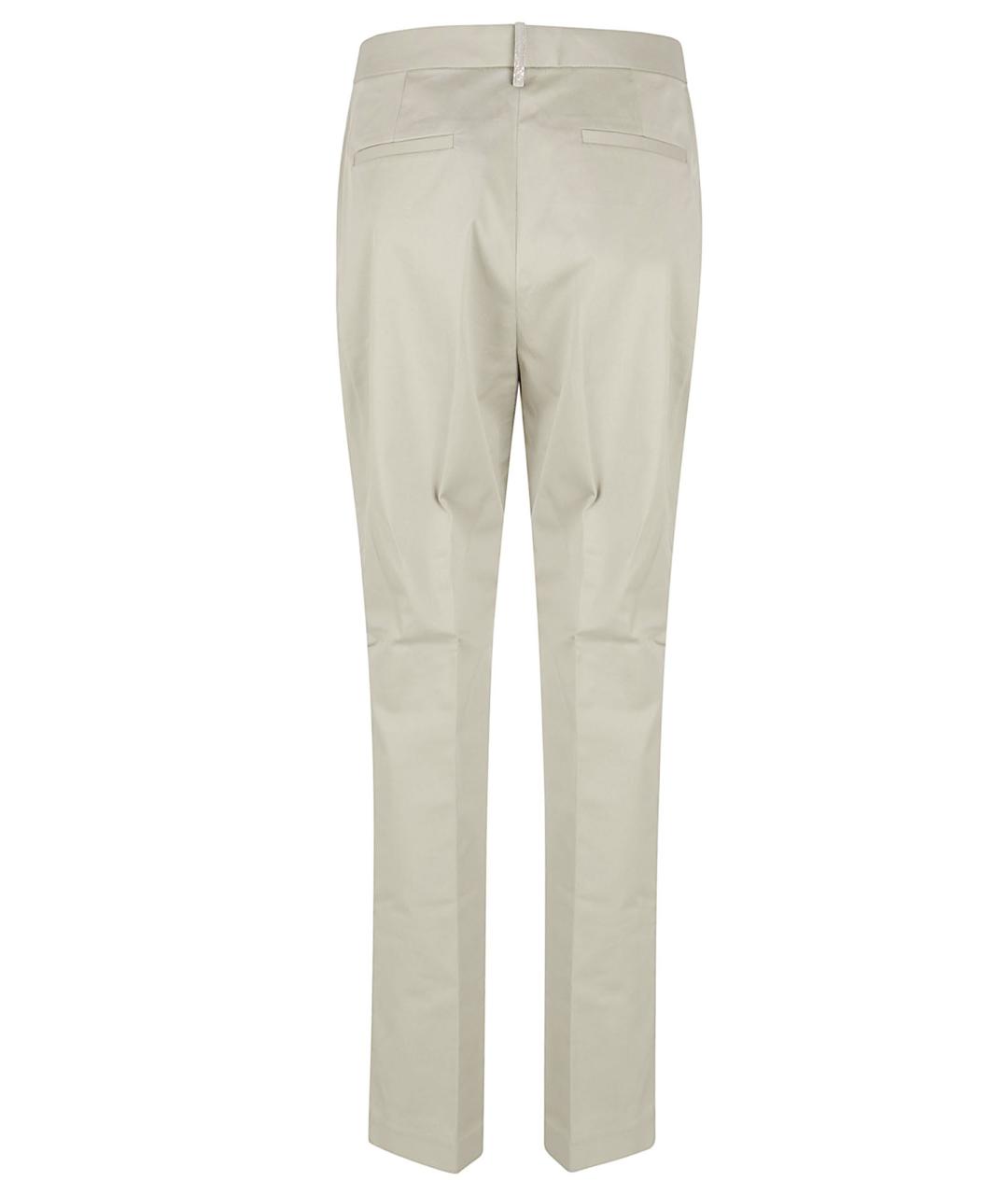 FABIANA FILIPPI Бежевые хлопко-эластановые прямые брюки, фото 3