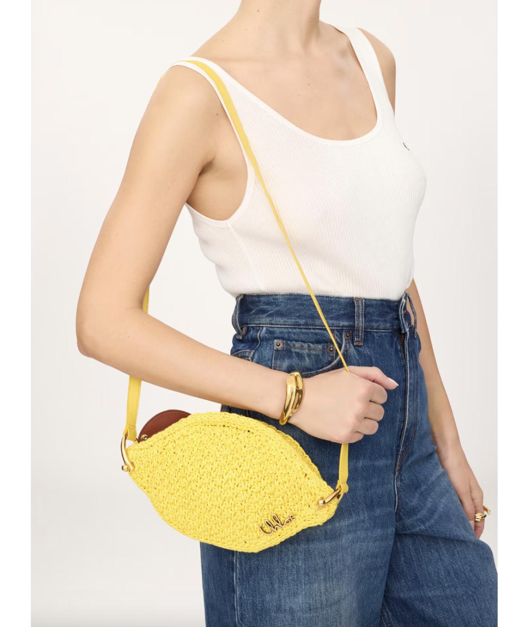 CHLOE Желтая тканевая сумка через плечо, фото 4