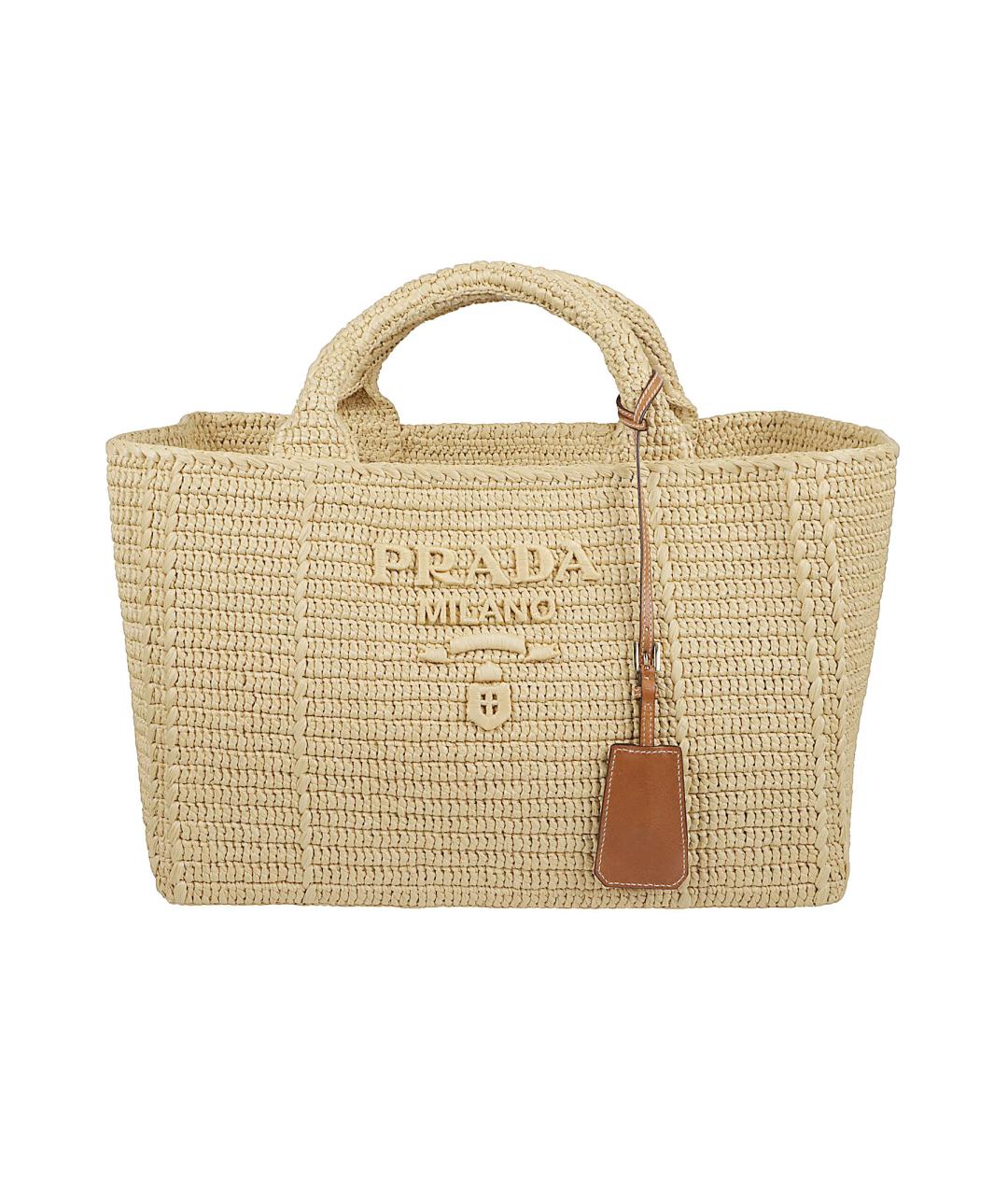 PRADA Бежевая тканевая сумка тоут, фото 1