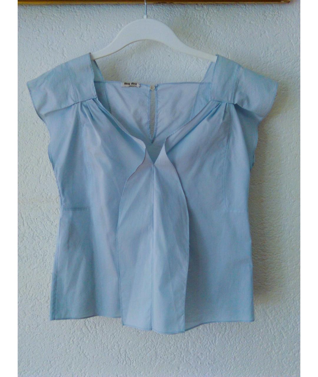 MIU MIU Голубая хлопковая блузы, фото 6