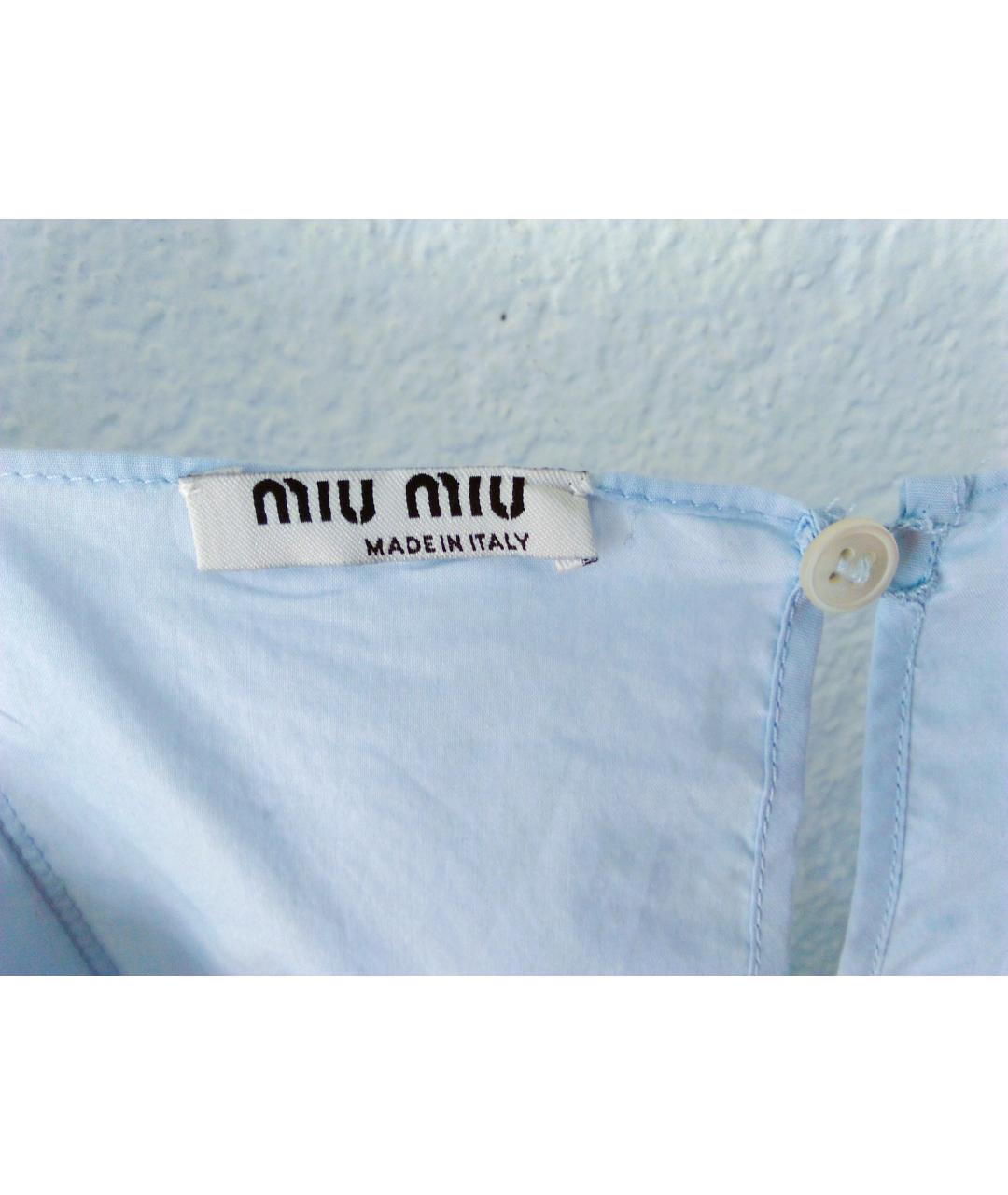 MIU MIU Голубая хлопковая блузы, фото 3