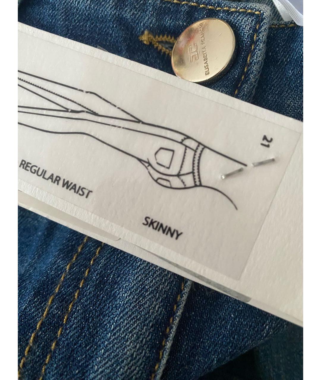 ELISABETTA FRANCHI Синие хлопко-эластановые джинсы слим, фото 4