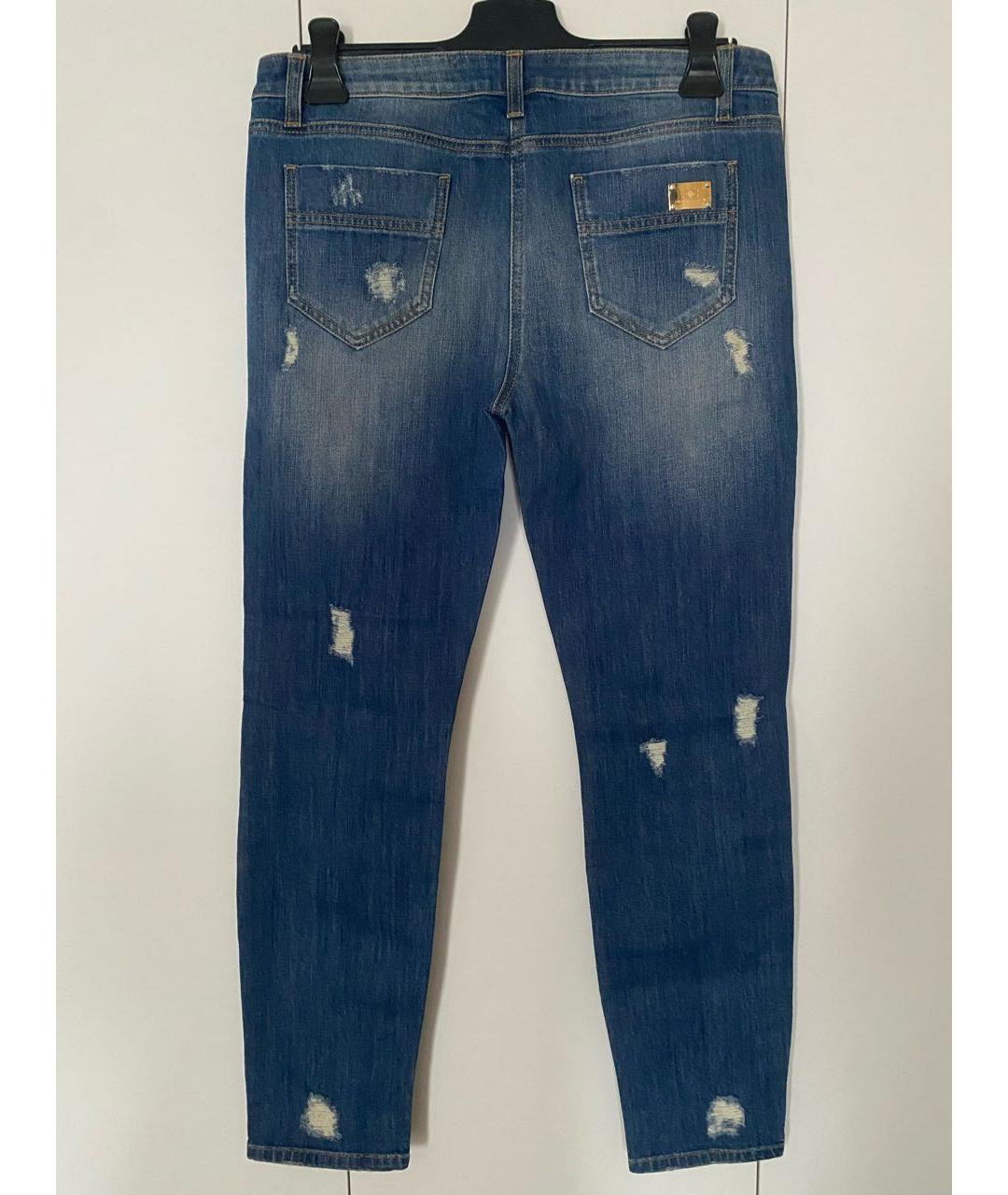 ELISABETTA FRANCHI Синие хлопко-эластановые джинсы слим, фото 2