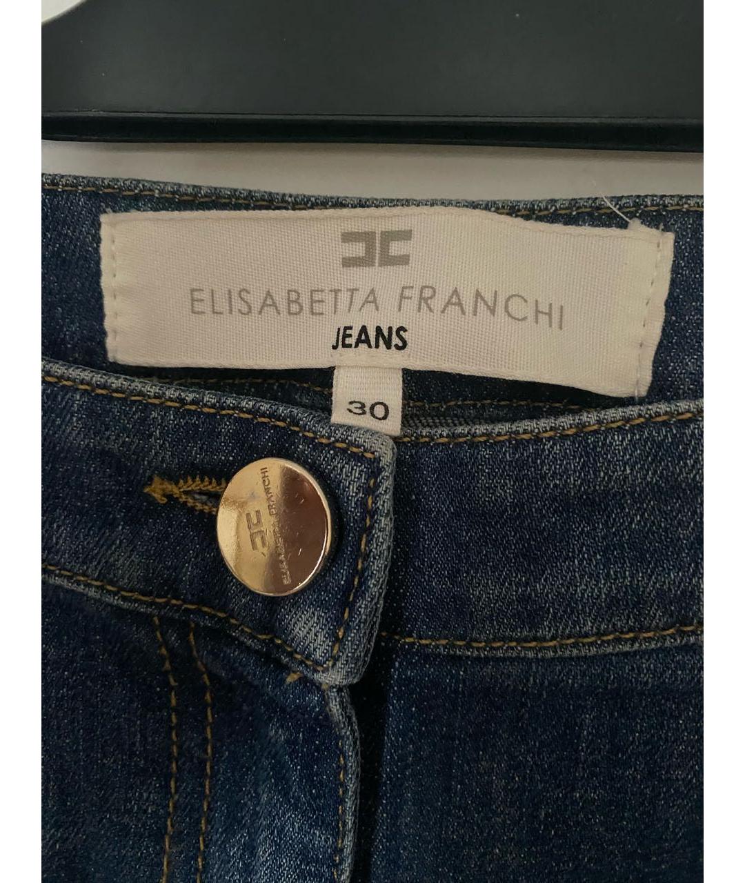 ELISABETTA FRANCHI Синие хлопко-эластановые джинсы слим, фото 3
