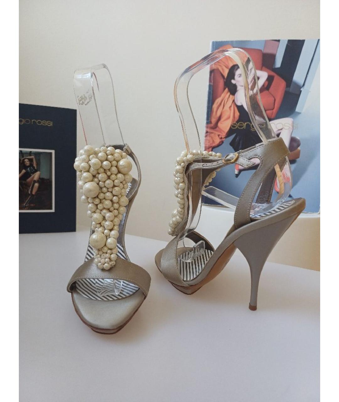 MOSCHINO Серые текстильные босоножки, фото 5