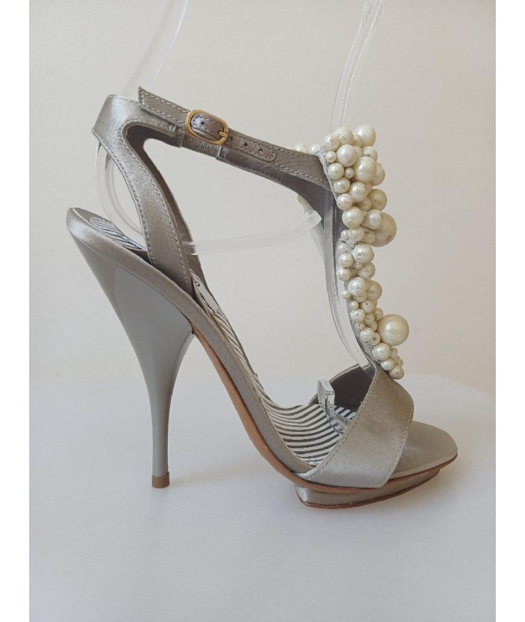 MOSCHINO Серые текстильные босоножки, фото 10