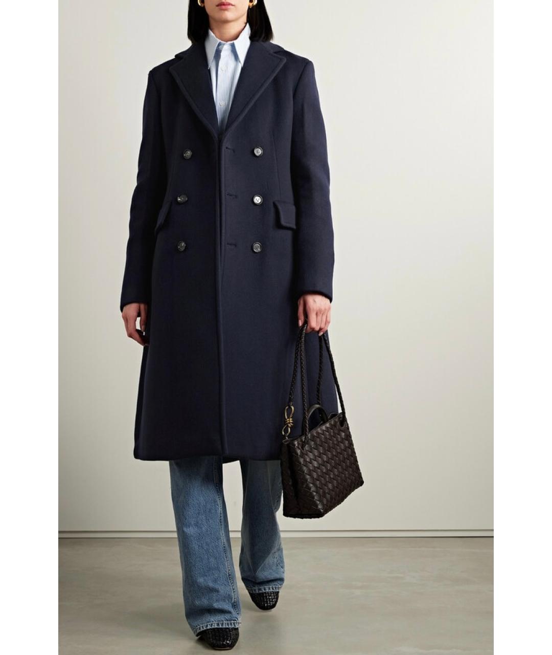 BOTTEGA VENETA Темно-синее шерстяное пальто, фото 4