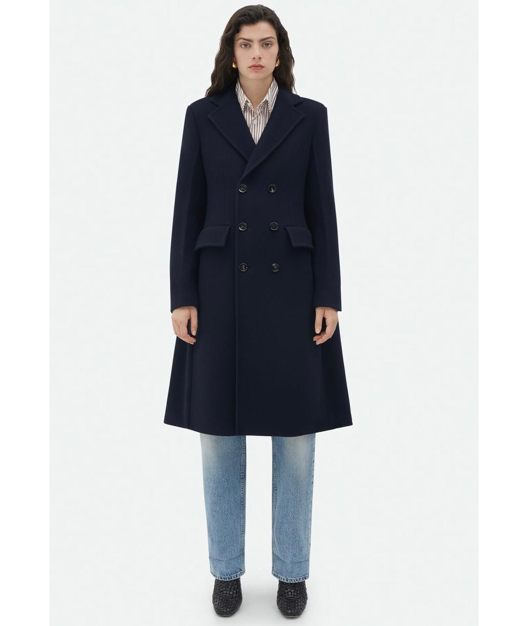 BOTTEGA VENETA Темно-синее шерстяное пальто, фото 2