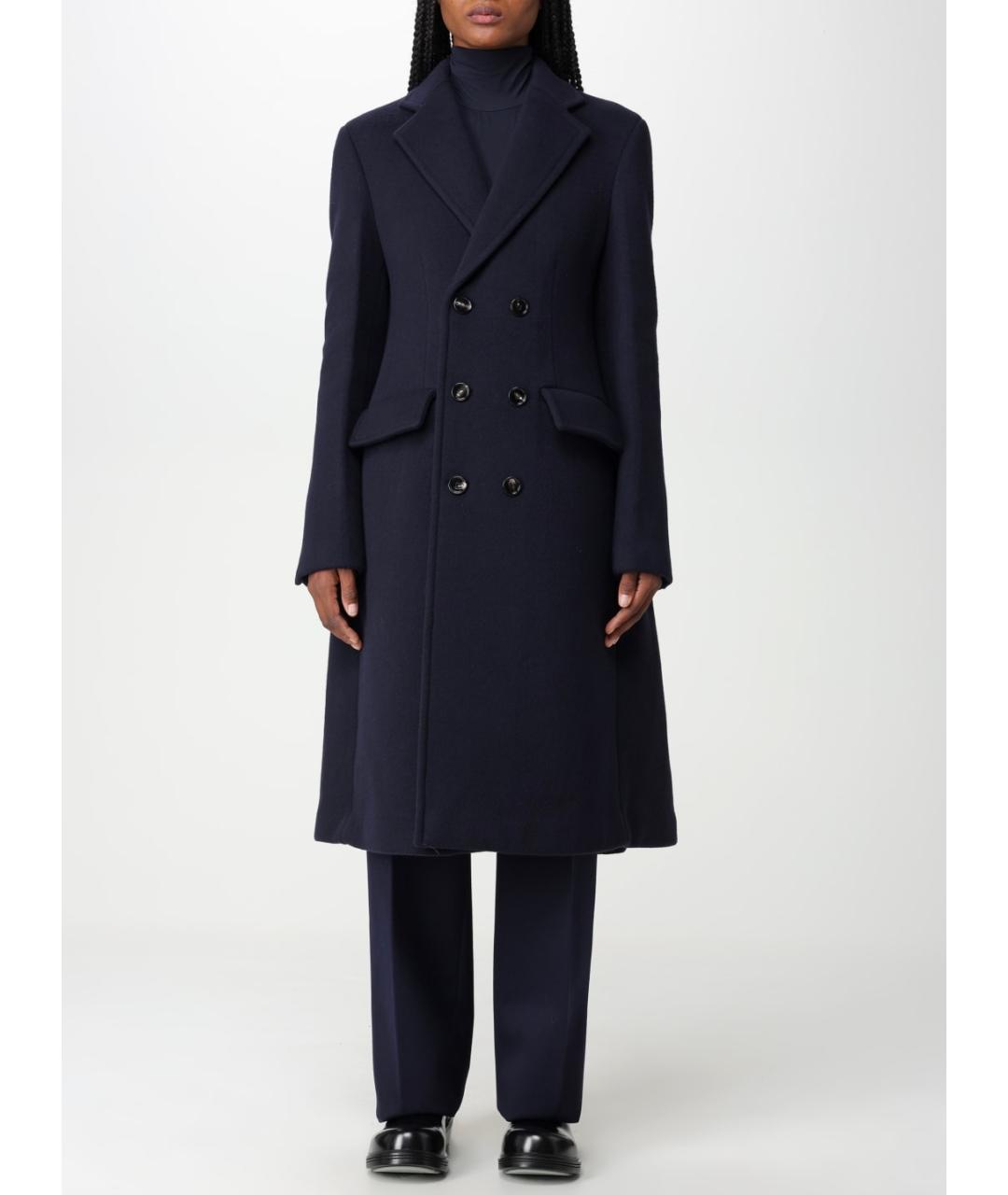 BOTTEGA VENETA Темно-синее шерстяное пальто, фото 7