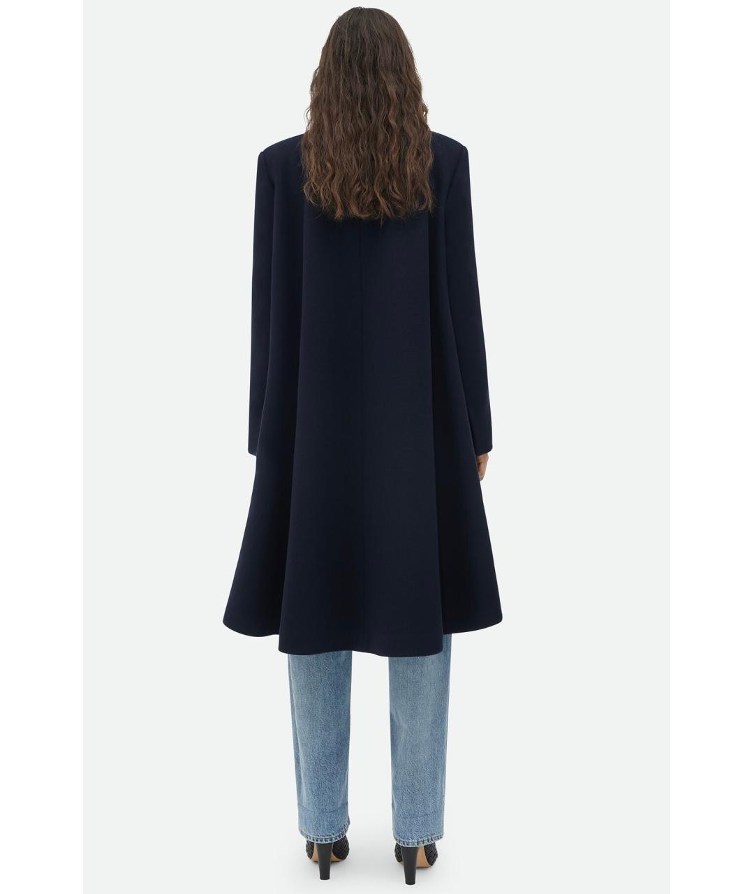 BOTTEGA VENETA Темно-синее шерстяное пальто, фото 3