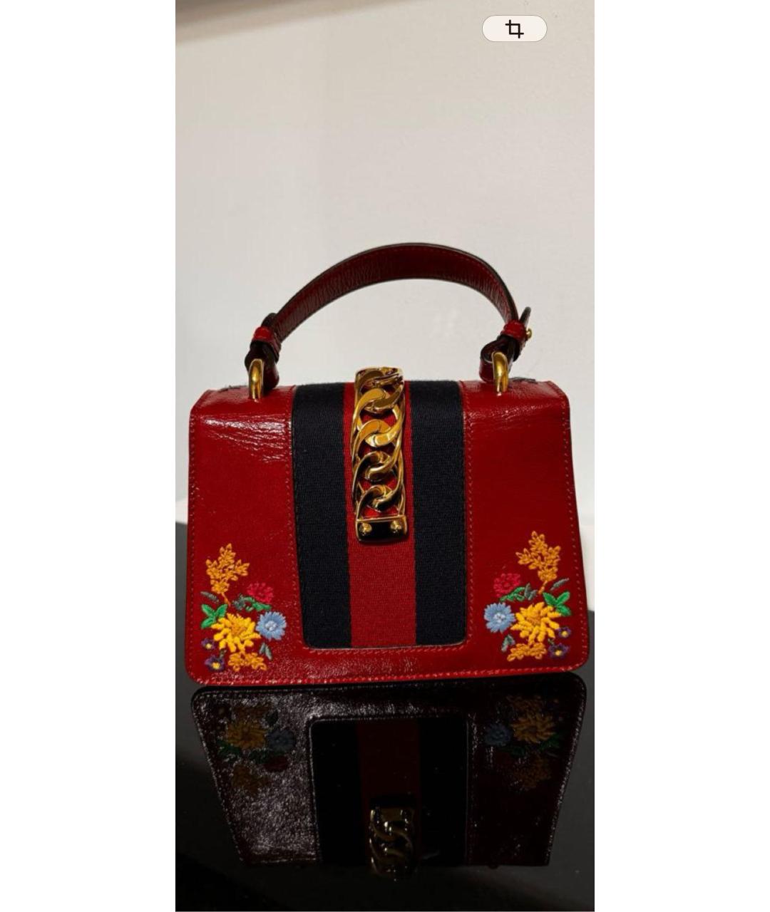 GUCCI Бордовая кожаная сумка с короткими ручками, фото 5