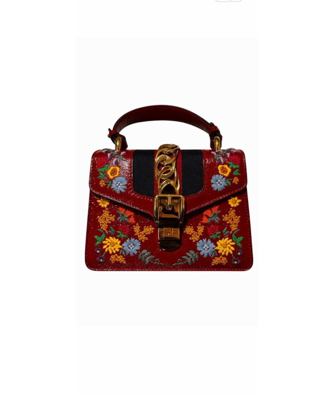 GUCCI Бордовая кожаная сумка с короткими ручками, фото 6