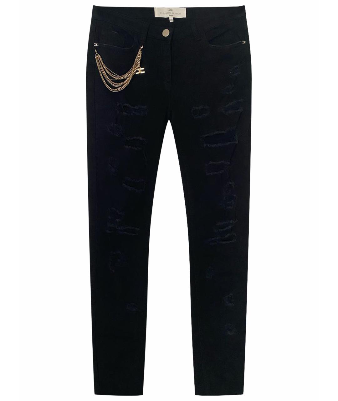 ELISABETTA FRANCHI Черные хлопко-эластановые джинсы слим, фото 1