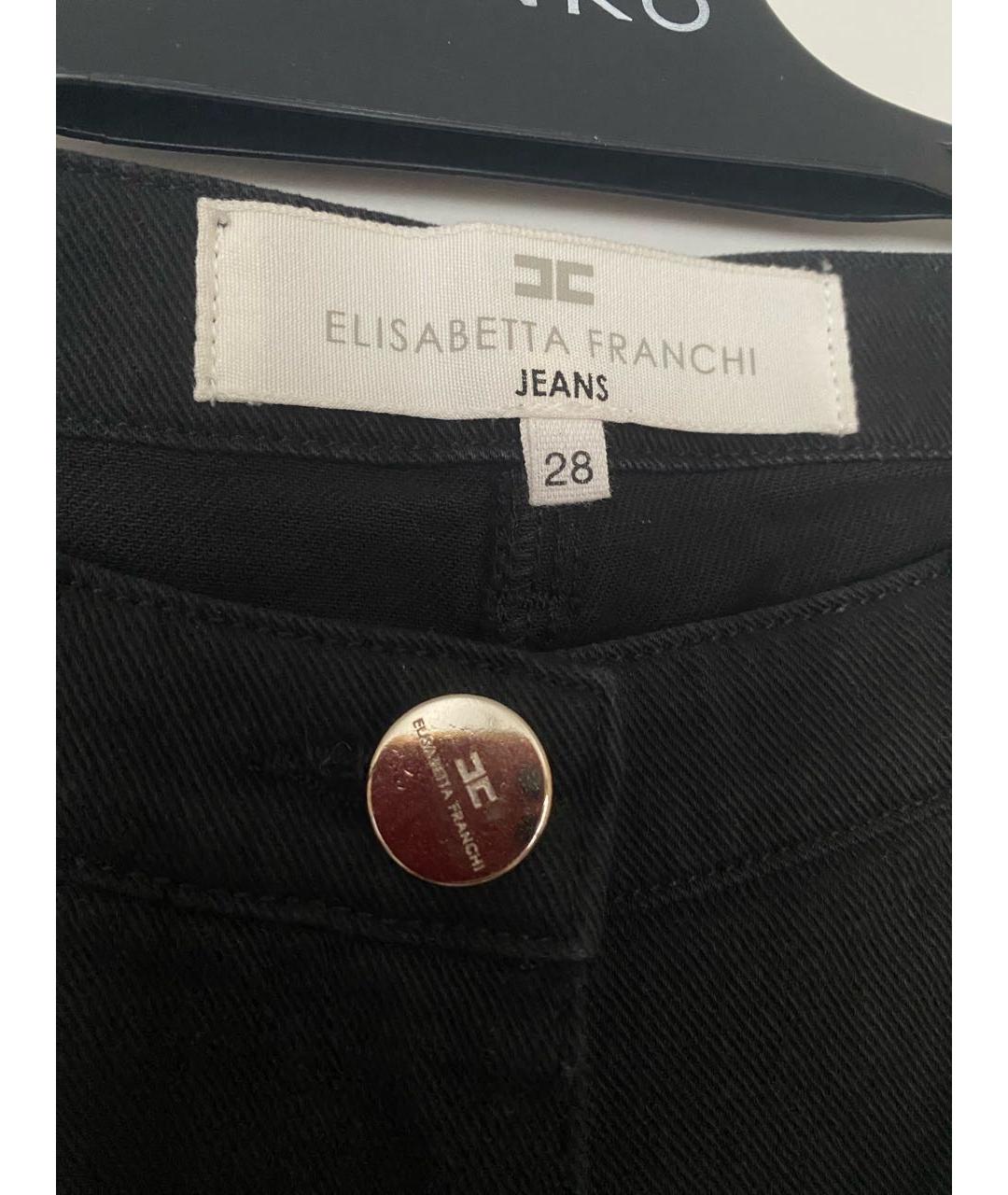 ELISABETTA FRANCHI Черные хлопко-эластановые джинсы слим, фото 3