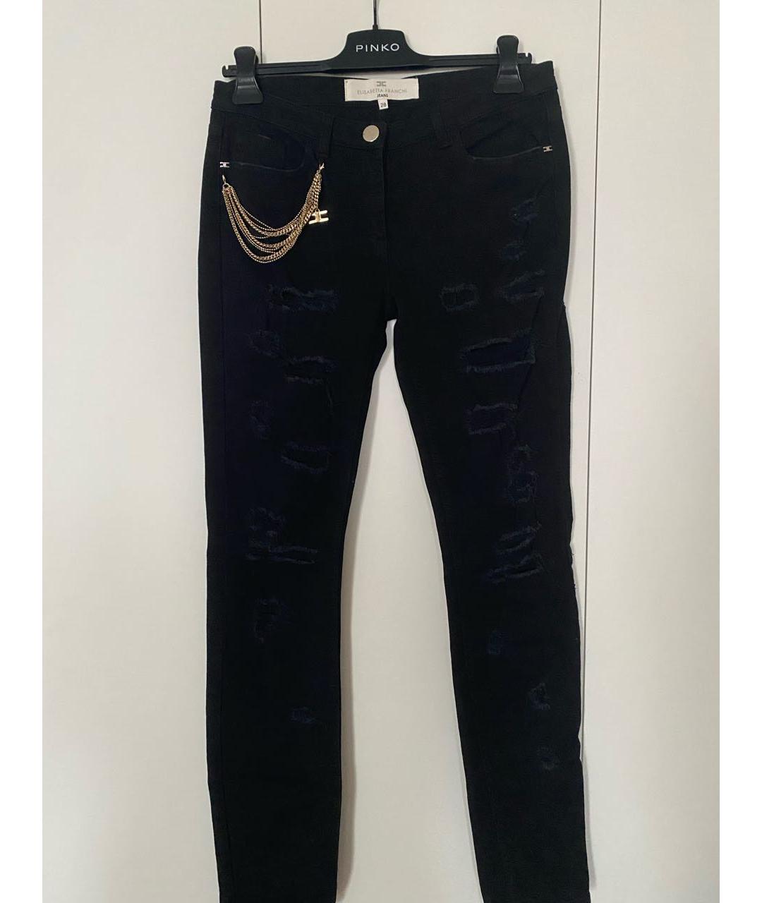 ELISABETTA FRANCHI Черные хлопко-эластановые джинсы слим, фото 9