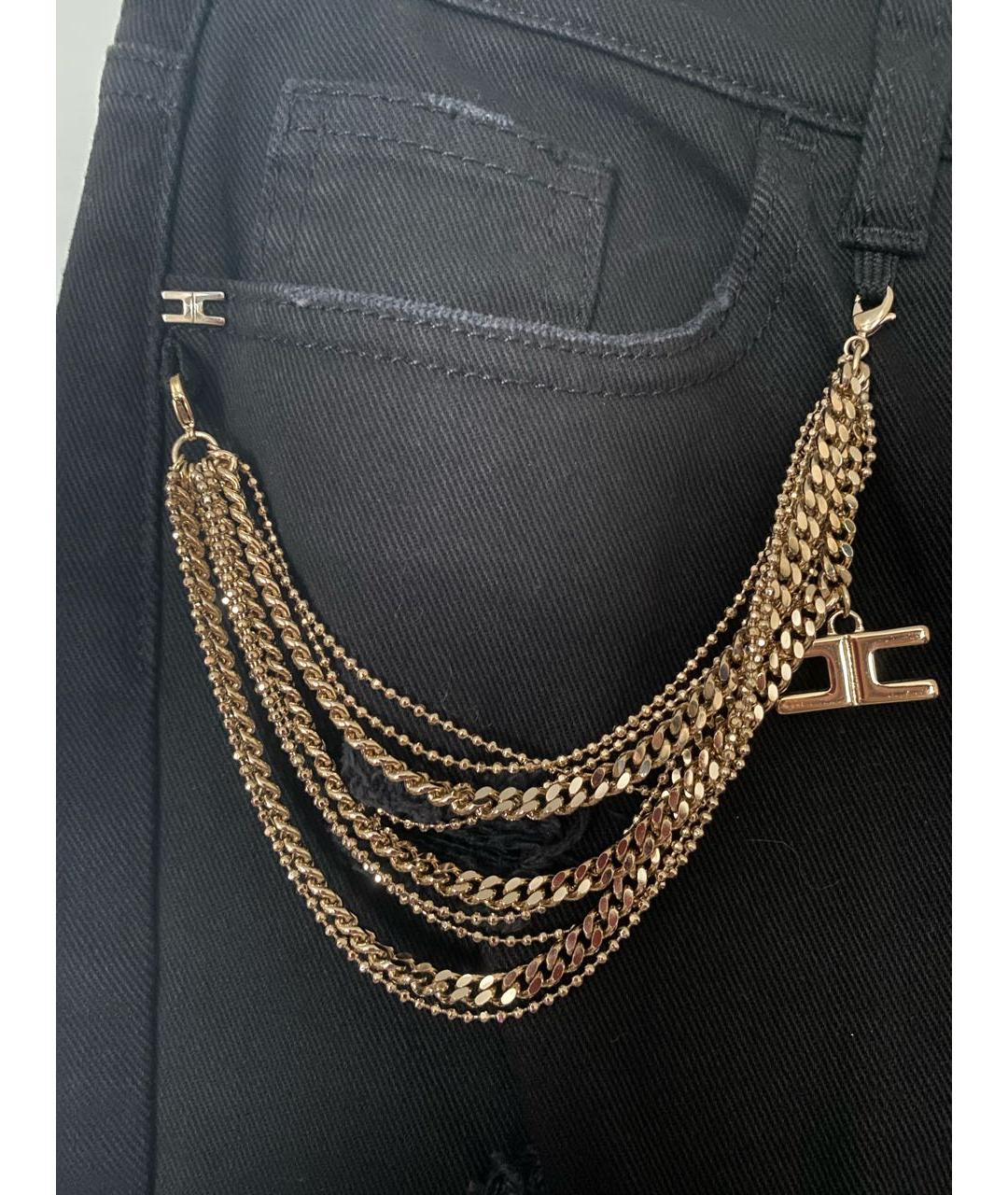 ELISABETTA FRANCHI Черные хлопко-эластановые джинсы слим, фото 4