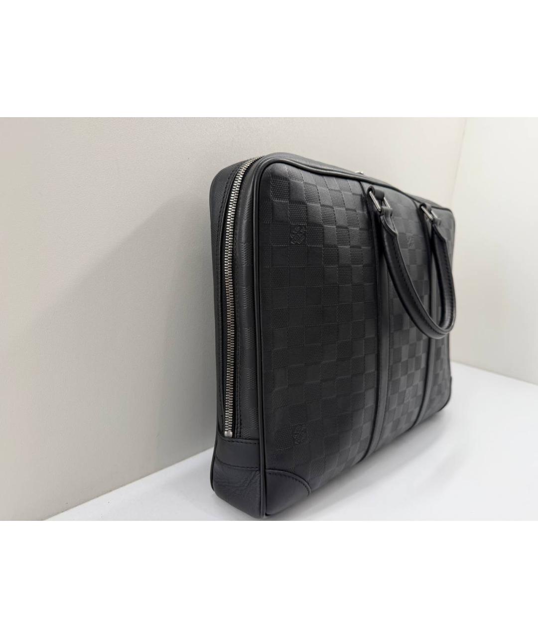 LOUIS VUITTON Черный кожаный портфель, фото 7