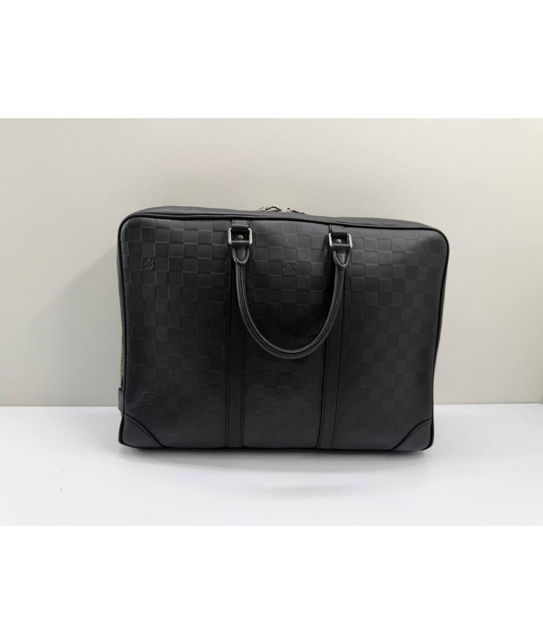 LOUIS VUITTON Черный кожаный портфель, фото 6