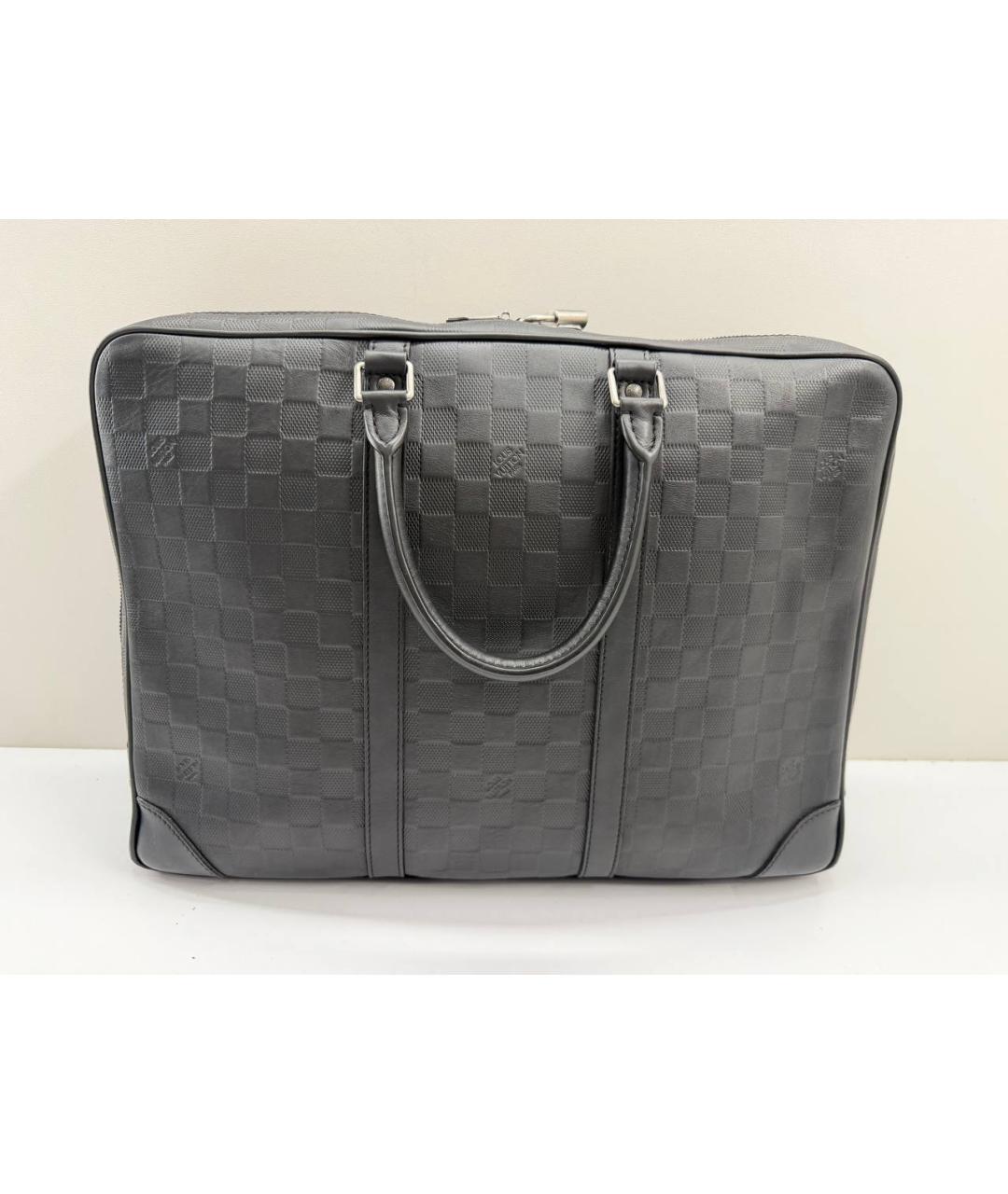 LOUIS VUITTON Черный кожаный портфель, фото 10