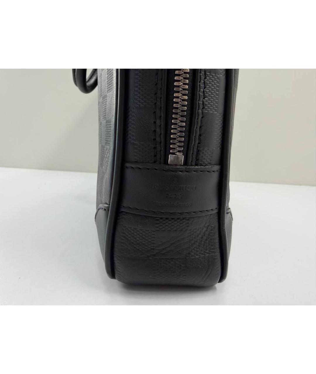 LOUIS VUITTON Черный кожаный портфель, фото 9